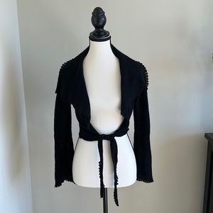 Front tie cardigan sweater